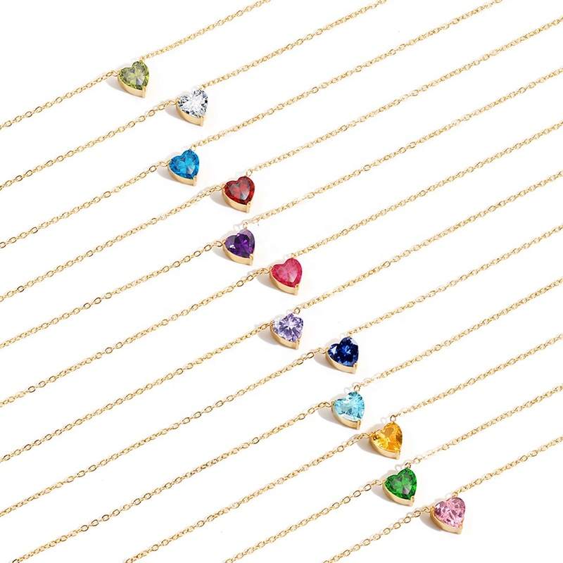 Jiachen Wholesale Zinc Alloy Stainless Steel Zircon Heart Pendant with 18K Gold Plated Link Chain Cute Necklace for Gifts