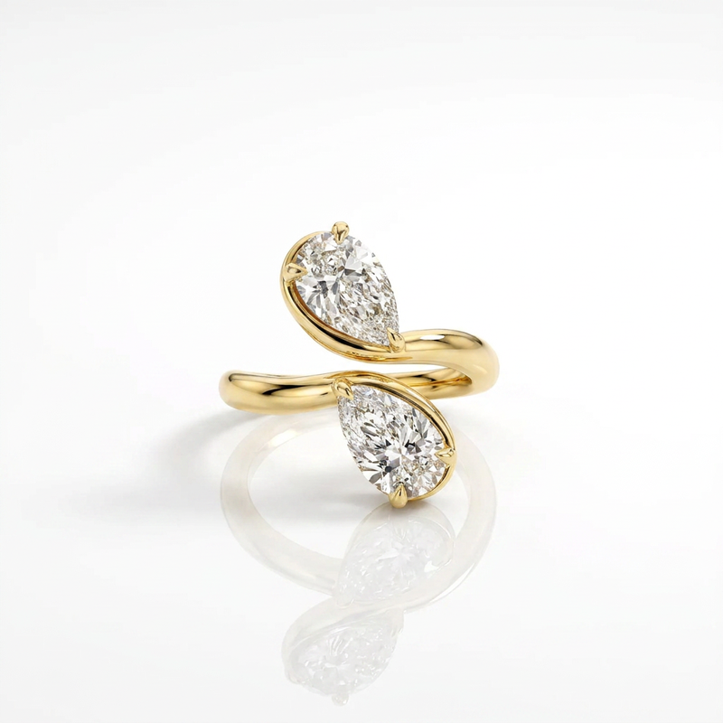 Modern Zircon Wedding Ring 18K Gold Plated Customizable Brass Base Jewelry for Women with Geometric Design