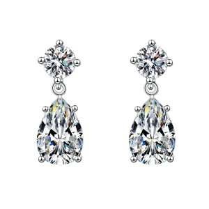 New Custom Classic Romantic Orthodox Brass Copper Alloy Geometric Rhodium Gold Plated Cubic Zirconia Claw Setting Dangle Earring