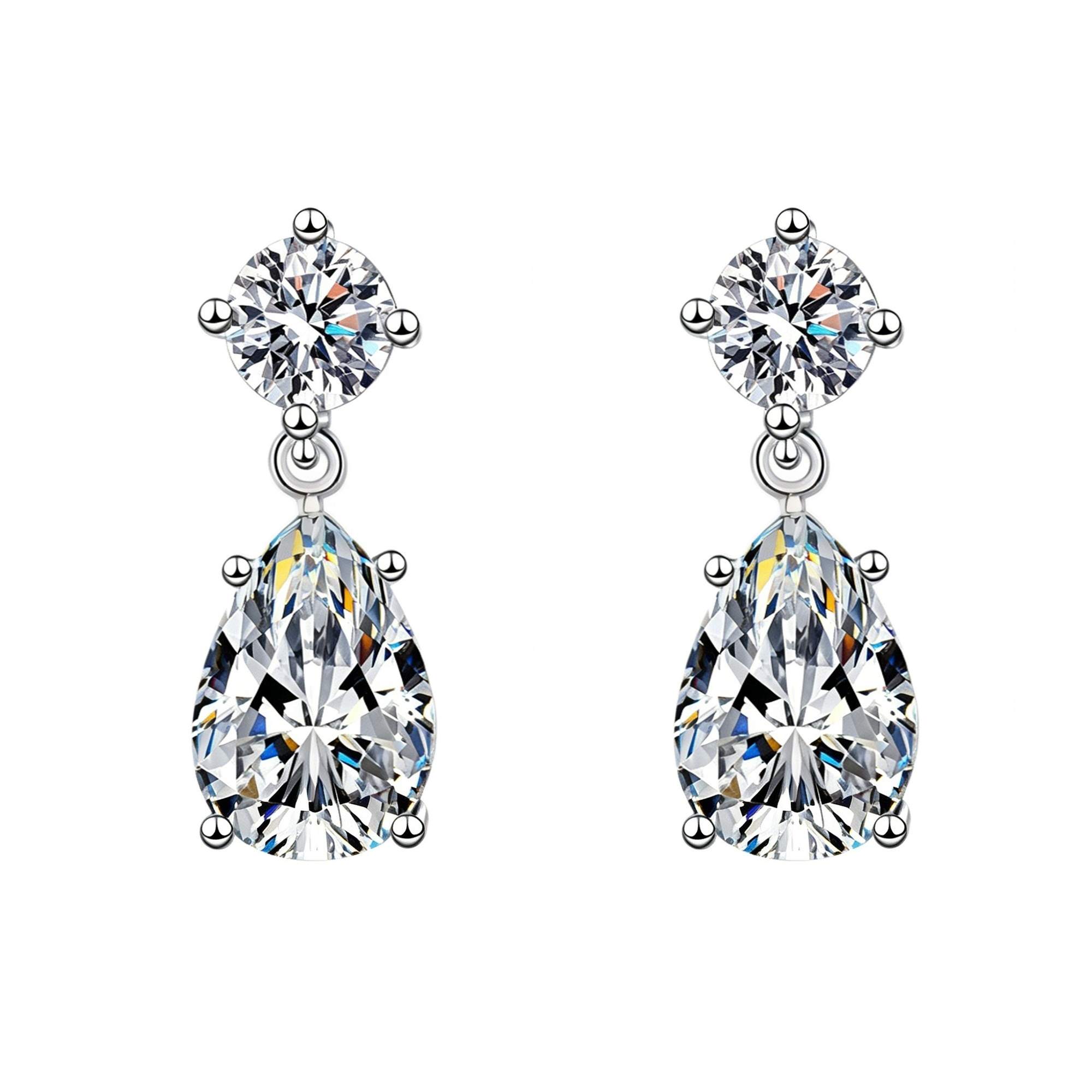 New Custom Classic Romantic Orthodox Brass Copper Alloy Geometric Rhodium Gold Plated Cubic Zirconia Claw Setting Dangle Earring