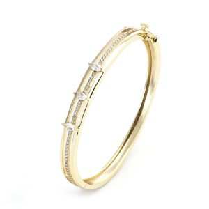 New Fashion Trendy 3A Cubic Zirconia Geometric Rhodium & 18K Gold Plated Customizable Bangle for Unisex Anniversary Wedding Gift