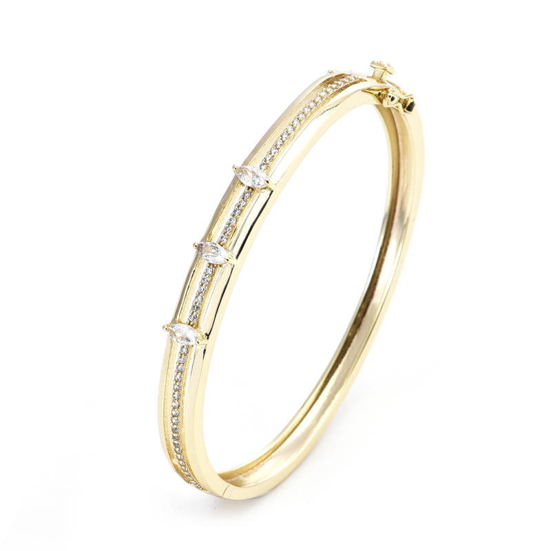 New Fashion Trendy 3A Cubic Zirconia Geometric Rhodium & 18K Gold Plated Customizable Bangle for Unisex Anniversary Wedding Gift