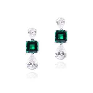 New Trendy square Pear Drop Dangle Earring Rhodium Plated Color for Women
