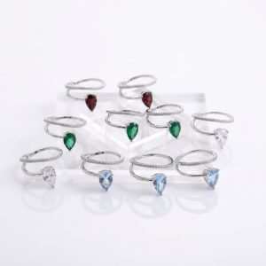 ODM/OEM Custom Brass Jewelry Ring 5A Zircon Rhodium Plated Waterproof Hypoallergenic Geometric Trendy Women's Jewelry