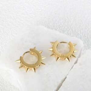 ODM/OEM Custom Jewelry 316 Stainless Steel Electroplated Geometric Spikes Fashion Hoop Earrings Unisex