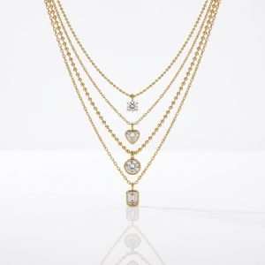 ODM/OEM Custom Jewelry Factory Hypoallergenic Brass 3A Bezel Setting PVD Gold Plated Zircon Beaded Necklace Europe America Style