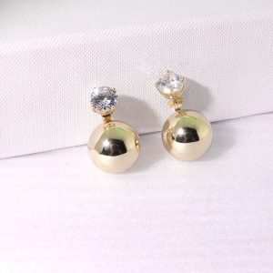 ODM /OEM Custom Jewelry Fashion Rhodium 18k Gold Plated 16mm Zircon Studs Earring for Women Jewelry