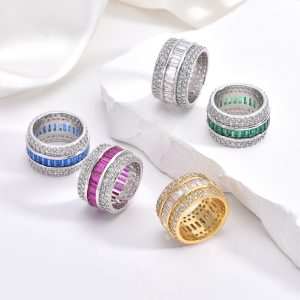 ODM OEM Custom Jewelry Personalized 5A Colorful Zicorna Brass Made Rhodium 18K Gold Tarnish Free Romantic Rings for Wholesale