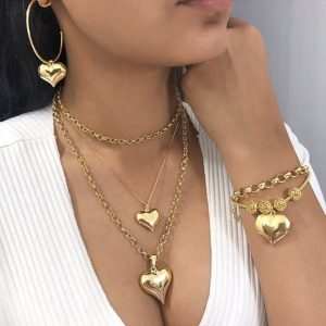 ODM/OEM Custom JewelryHot Selling Stainless Steel Trendy 18K Gold Plated Bamboo Heart Fashion Jewelry Necklace for Women Gifts