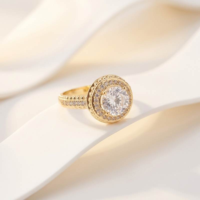 ODM/OEM Jewelry Factory in Stock Trendy Brass Ring 3A Zicorna Setting Gold Plated Fashion Jewelry Ring Ready to Ship