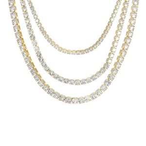 Plated Cubiczirconia Tennis Necklace Suit Gold Aniverary Wedding Party for Women Brass Trendy Chains Zircon Cuban Link Chain 18k