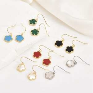 Plated Four Leaf Clover Earring Suit 18K CLASSIC Unisex Shell Drop Earrings Gold Wedding Party Anniversary Gifts for Women Girls