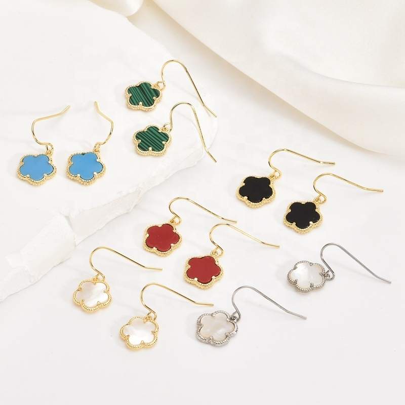 Plated Four Leaf Clover Earring Suit 18K CLASSIC Unisex Shell Drop Earrings Gold Wedding Party Anniversary Gifts for Women Girls