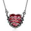 Retro Punk Style Dark Red Love Ghost Claw Heart Shape Natural Stone Stud Earrings Micro Insert Zinc Alloy Women Anniversary JIAC