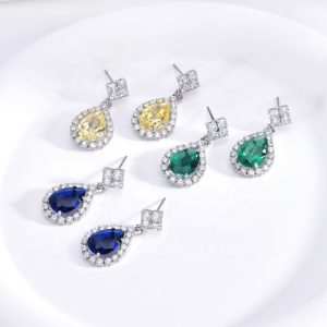 Trend Fashion 3A CubicZircornia Drop Shape Earring Rhodium Plated for Women Wedding Party Anniversary