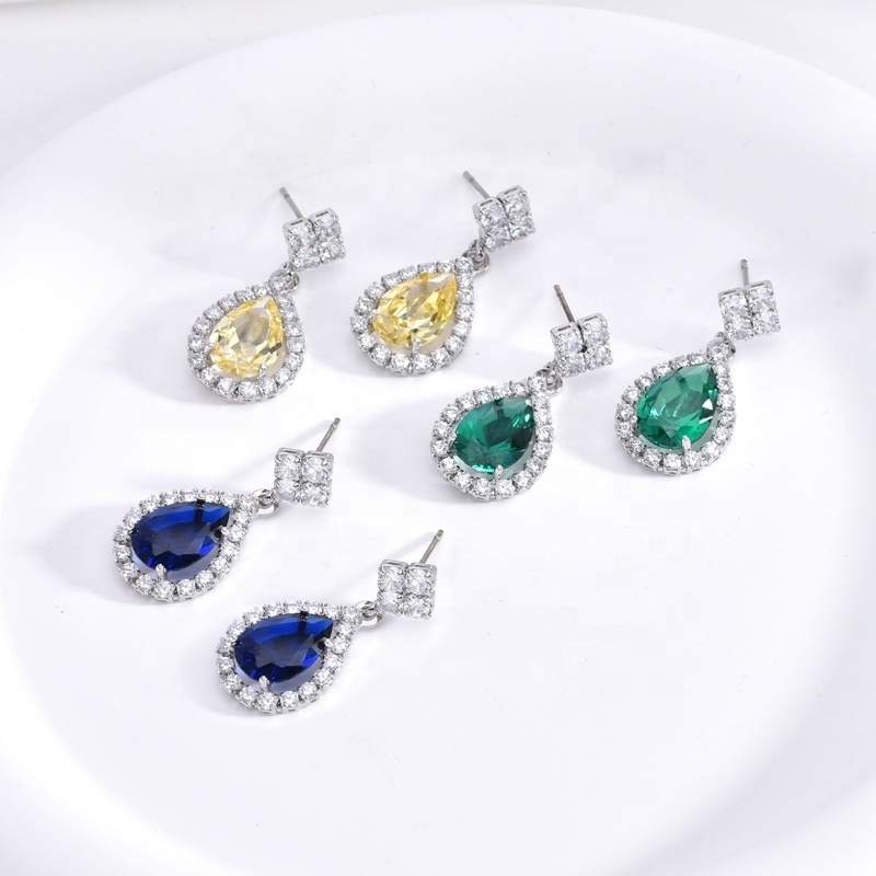 Trend Fashion 3A CubicZircornia Drop Shape Earring Rhodium Plated for Women Wedding Party Anniversary