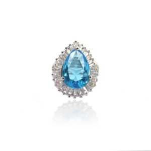 Trend Fashion 3A CubicZircornia Drop Shape Ring Rhodium Plated for Women Wedding Party