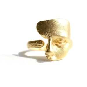 Unique Adjustable Alloy Mask Face Ring in 18k Gold Plated & Rhodium Plated Punk Style Daily Wear Jewelry for Women Girls