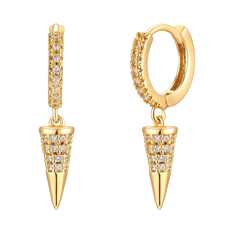 WEARON Trendy Geometric Zircon 14k Gold Plated Huggie Hoop Earrings Women Small Charm Drop Dangle Hypoallergenic Jewelry