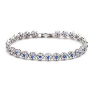 Wholesale Rhodium Plated Geometric Classic Orthodox Zircon Flower Tennis Bracelet Claw Setting Brilliant Cut Fashion Jewelry